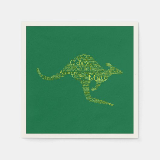オーストラリアの俗語で作られたカンガルー スタンダードカクテルナプキン (正面)