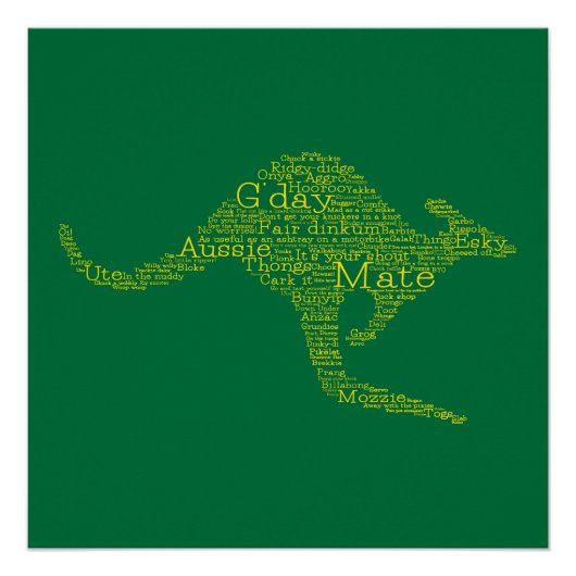 オーストラリアの俗語で作られたカンガルー ポスター (正面)
