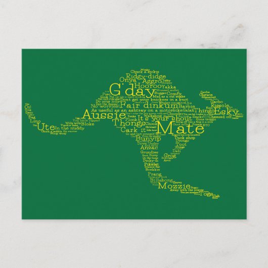 オーストラリアの俗語で作られたカンガルー ポストカード (正面)