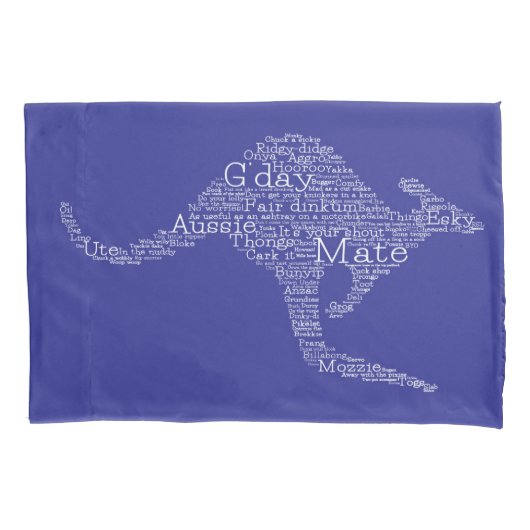 オーストラリアの俗語で作られたカンガルー 枕カバー (正面)
