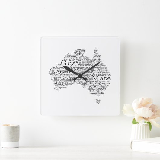 オーストラリアの俗語の地図 スクエア壁時計 (ホーム)