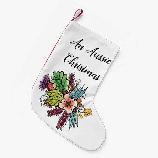 オーストラリアの先住民の水彩画の芸術のクリスマスの貯蔵 スモールクリスマスストッキング (正面 (吊り時))