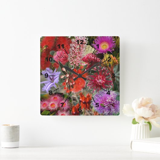 オーストラリアの先住民の野生の花 スクエア壁時計 (ホーム)