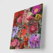 オーストラリアの先住民の野生の花 スクエア壁時計 (傾斜)