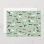 オーストラリアの先住民動物ユーカリ緑のパターン シーズンポストカード (正面/裏面)