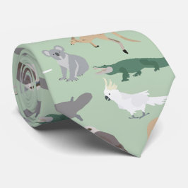 オーストラリアの先住民動物ユーカリ緑のパターン ネクタイ