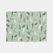 オーストラリアの先住民動物ユーカリ緑のパターン フリースブランケット (正面(横))