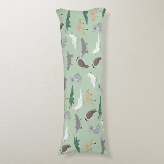 オーストラリアの先住民動物ユーカリ緑のパターン ボディピロー (正面縦)