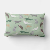 オーストラリアの先住民動物ユーカリ緑のパターン ランバークッション (正面)