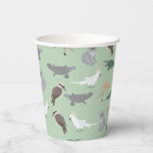オーストラリアの先住民動物ユーカリ緑のパターン 紙コップ (裏面)