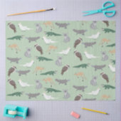 オーストラリアの先住民動物ユーカリ緑のパターン 薄葉紙 (クラフト)