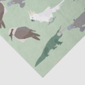 オーストラリアの先住民動物ユーカリ緑のパターン 薄葉紙 (詳細)