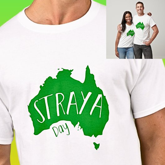 オーストラリアの光の日の緑のSTRAYAの地図 Tシャツ