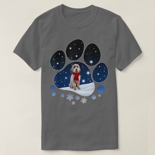オーストラリアの冬の雪の手犬のクリスマス Tシャツ (デザイン正面)