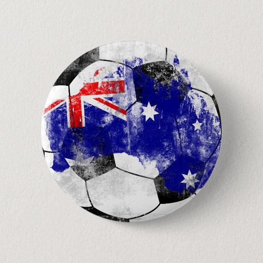 オーストラリアの動揺してなサッカー 缶バッジ (正面)