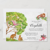 オーストラリアの動物たちがメールでベビーシャワーを浴びる招待状 招待状 (正面)