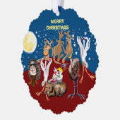 オーストラリアの動物たちのクリスマスパーティー オーナメントカード (左)
