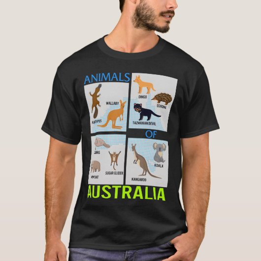 オーストラリアの動物たち レトロオーストラリア動物 Tシャツ (正面)