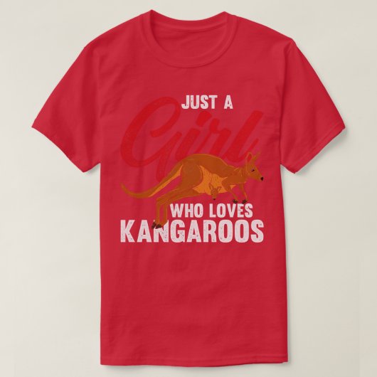 オーストラリアの動物で、カンガルーを愛する女の子 Tシャツ (デザイン正面)