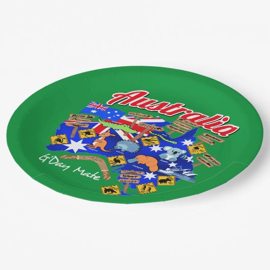 オーストラリアの動物と場所 ペーパープレート (アングル)