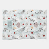 オーストラリアの動物のかわいいパーソナライズされた水色 キッチンタオル (横)