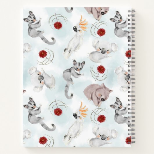 オーストラリアの動物のかわいいパーソナライズされた水色 ノートブック (裏面)