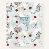 オーストラリアの動物のかわいいパーソナライズされた水色 ノートブック (正面)