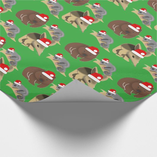 オーストラリアの動物のクリスマス ラッピングペーパー (角)