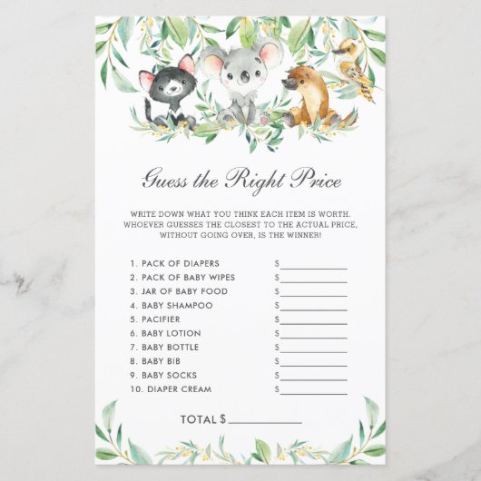 オーストラリアの動物のシャワーは正しい価格を推測 (正面)