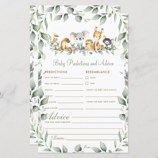 オーストラリアの動物のベビー予測とアドバイス (正面/裏面)