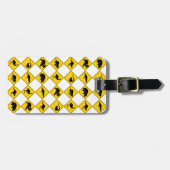 オーストラリアの動物の交通標識のチェッカーボードパターン ラゲッジタグ (正面横)