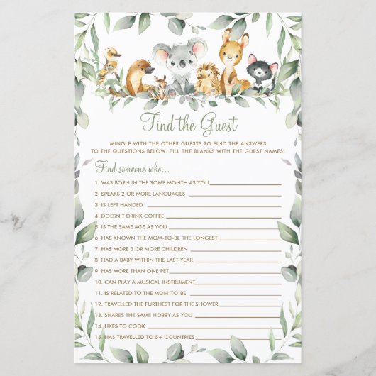 オーストラリアの動物の緑がゲストゲームを見つける (正面)