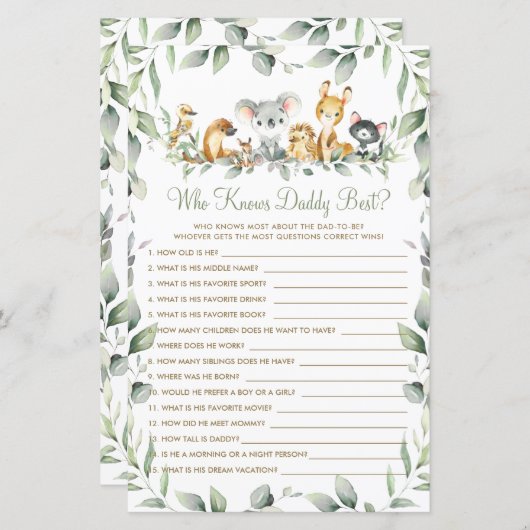 オーストラリアの動物の緑でパパのゲームを知最高のっている (正面/裏面)