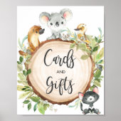 オーストラリアの動物の緑のカードとギフトサイン ポスター (正面)
