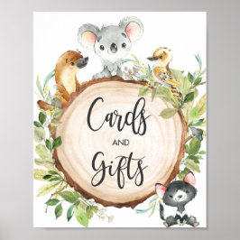 オーストラリアの動物の緑のカードとギフトサイン ポスター