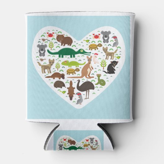 オーストラリアの動物ハート 缶クーラー (正面)