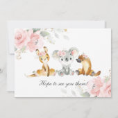 オーストラリアの動物ピンクのフローラ誕生日写真 招待状 (裏面)