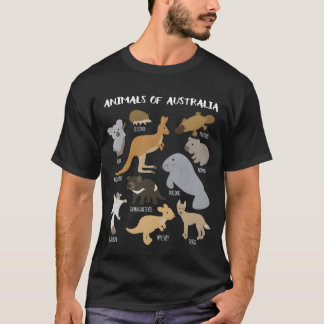オーストラリアの動物 オーストラリアの動物好きの少年 Tシャツ