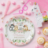 オーストラリアの動物、ピンクのフローラ少女のベビーシャワー   ペーパープレート (パーティー)