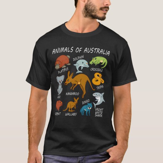 オーストラリアの動物 レトロ Tシャツ (正面)