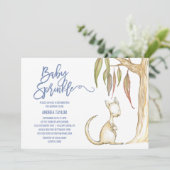 オーストラリアの動物 | Kangaroo & Joeyベビー散水器 招待状 (スタンド正面)