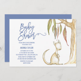 オーストラリアの動物 | Kangaroo & Joey Baby Shower 招待状