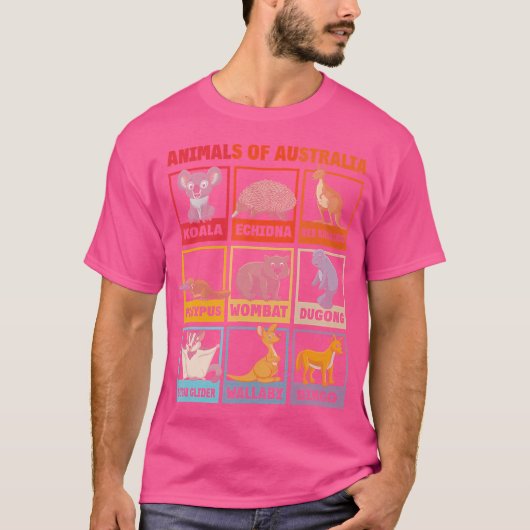 オーストラリアの動物Koala Dugong Woumbat Dingo Kan Tシャツ (正面)