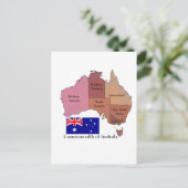 オーストラリアの国旗と地図 ポストカード (スタンド正面)