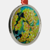 オーストラリアの在来種であるワトル花のアート メタルオーナメント (右)