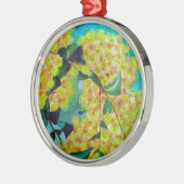 オーストラリアの在来種であるワトル花のアート メタルオーナメント (左)