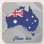オーストラリアの地図と国旗の青 コースター (正面)