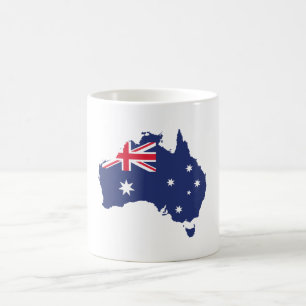オーストラリアの地図と国旗の青 コーヒーマグカップ