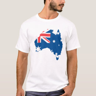 オーストラリアの地図と旗 Tシャツ