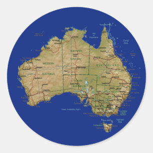 オーストラリアの地図のステッカー ラウンドシール